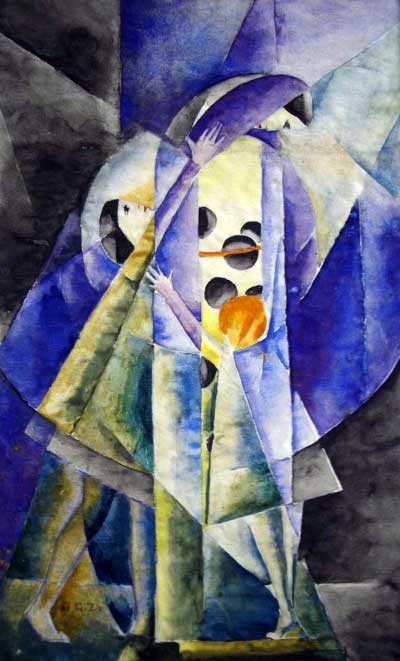 MARLENE GIESSENHOFFER-ZEITLER, Komposition, ca. 1920/21, 25,0 x 15,6 cm, Aquarell, monogrammiert