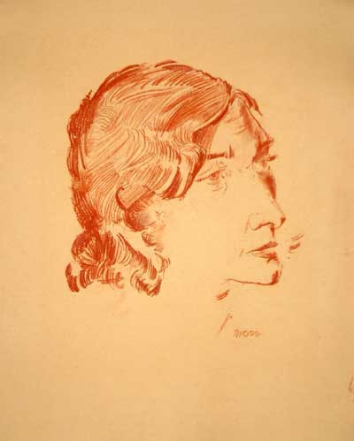 MAX OPPENHEIMER, Bildnis Milena, 1935, 42,0 x 33,5 cm, Rotbraune Kreide, signiert