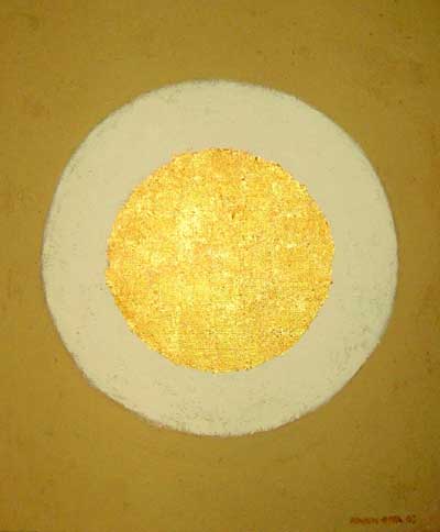 THOMAS SCHMIDT-PFEIL, o.T., 2003, Blattgold auf Leinwand, &Ouml;l, Sand, signiert und datiert