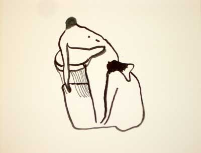 ALISSA WALSER, Umschlingung, 30,0 x 30,0 cm, Ölfarbe auf Papier, Pinselzeichnung