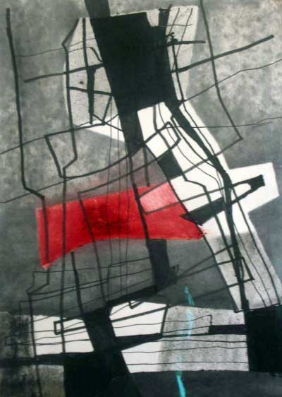 FRITZ WINTER, Komposition, ca. 1975, 60,8 x 42,5 cm, Mischtechnik auf Zeichenkarton, verso bezeichnet